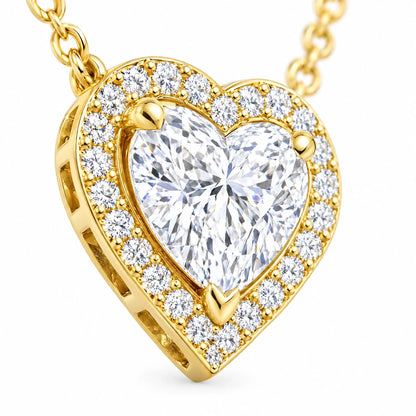 Sterling Silver Cubic Zirconia Amora Heart Halo Pendant Necklace