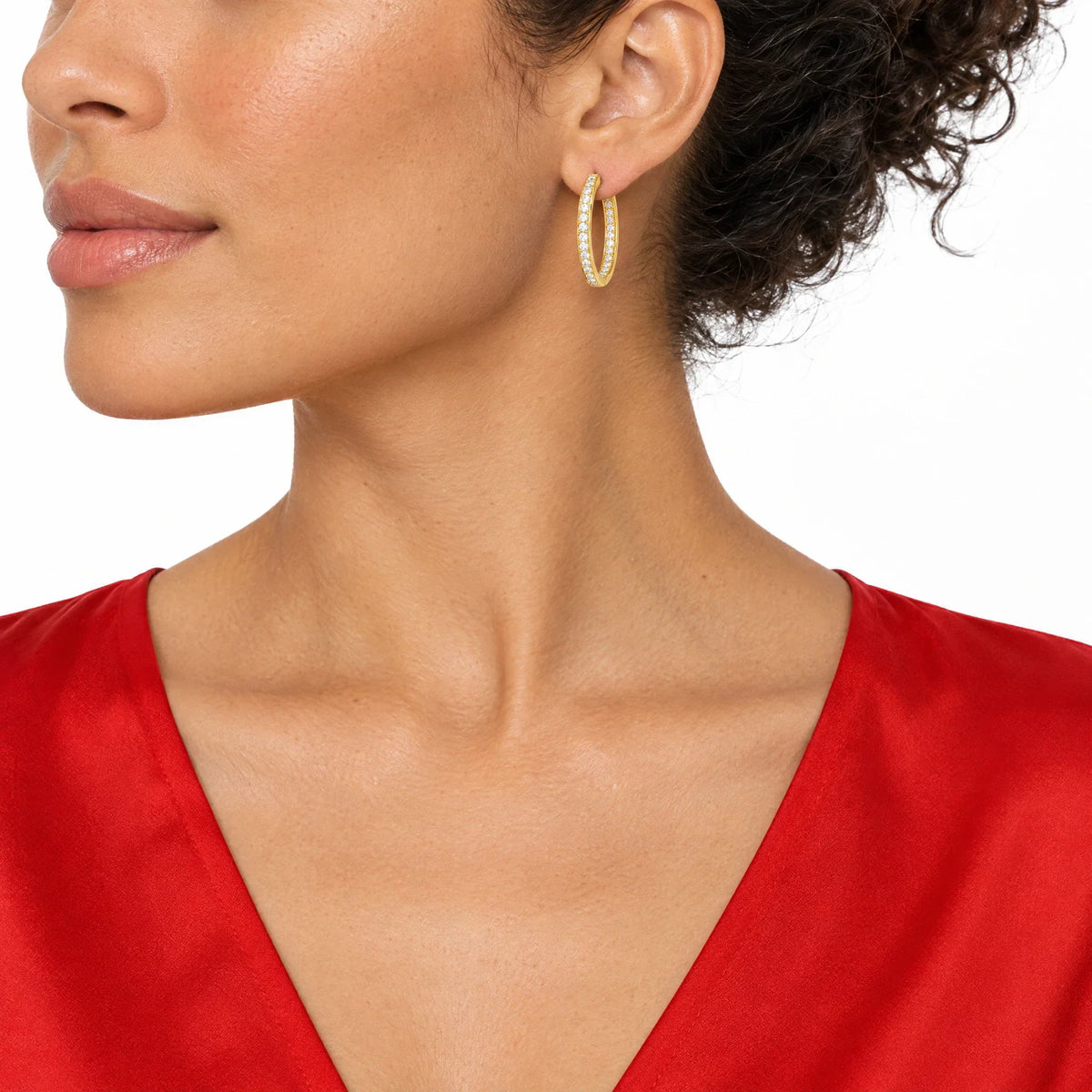 Aurelia 18K Gold Plated 925 Sterling Silver Cubic Zirconia Hoop Earrings