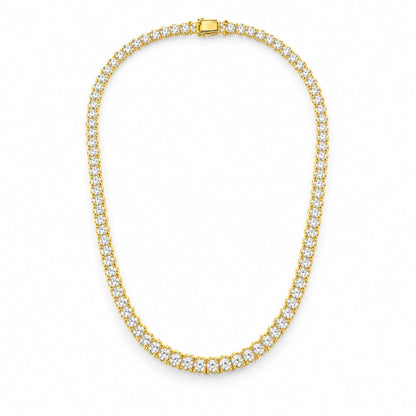 925 Sterling Silver 18K Gold Plated Cubic Zirconia Aurelle Tennis Necklace