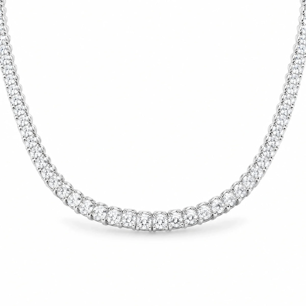 925 Sterling Silver 18K Gold Plated Cubic Zirconia Aurelle Tennis Necklace