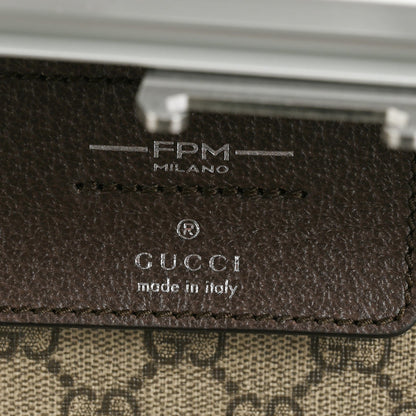 Gucci GG Supreme Monogram Aluminium Porter Medium Trolley Suitcase Silver