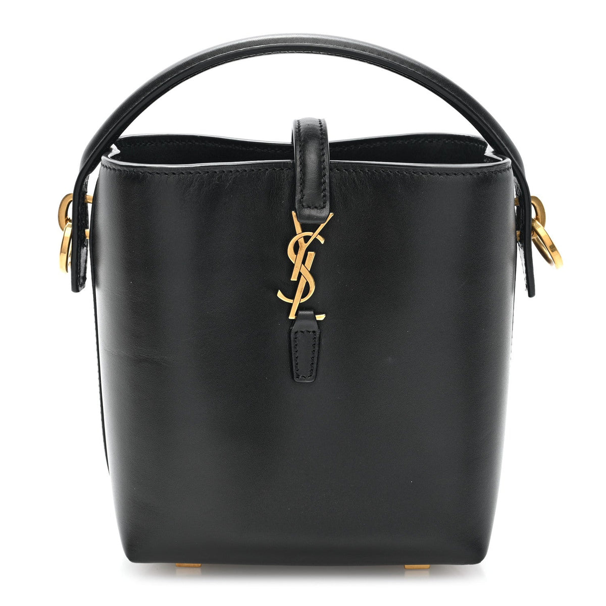 Saint Laurent Shiny Calfskin Le 37 Mini Bucket Bag Black