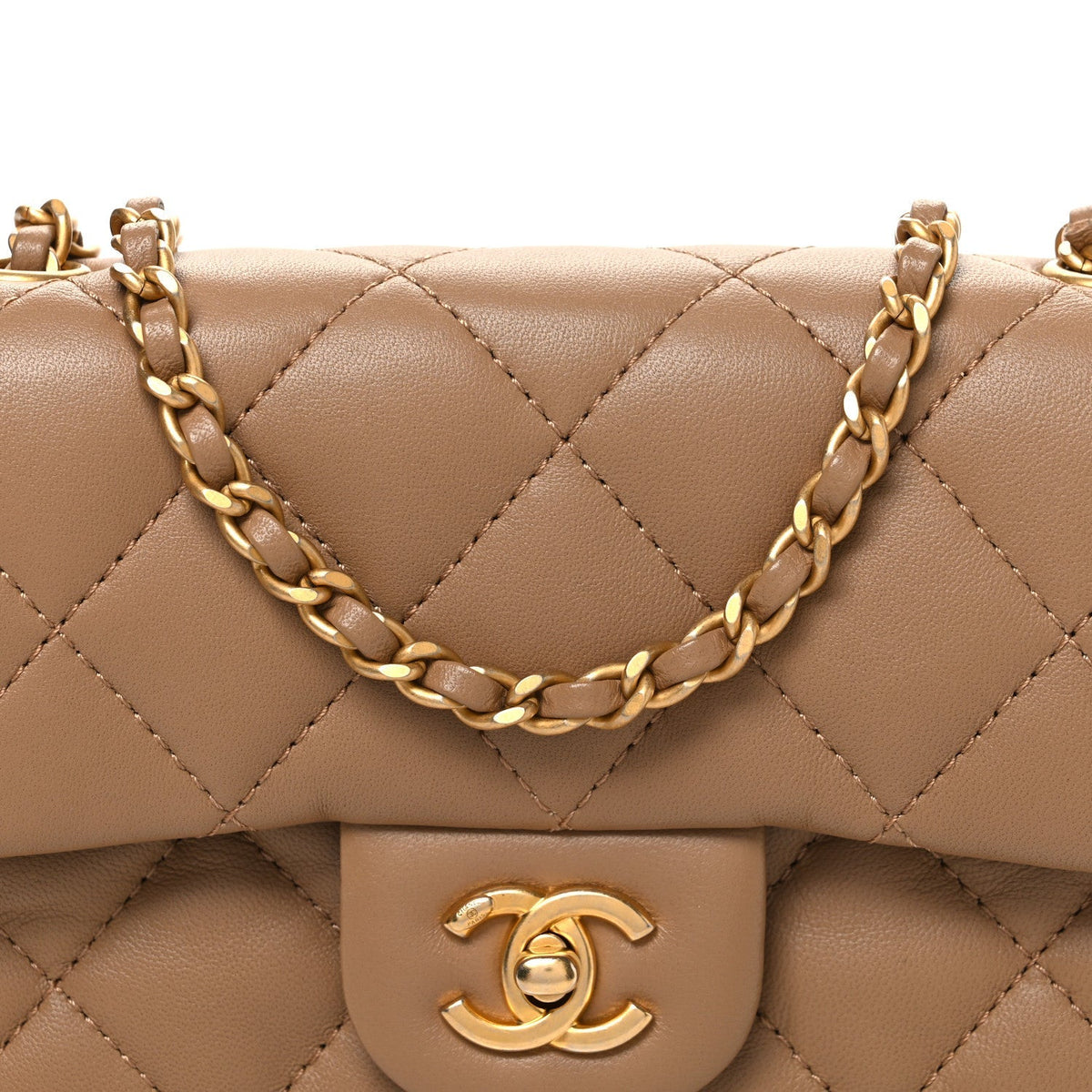 Chanel Lambskin Quilted Mini Heart Charms Flap Beige 1908674