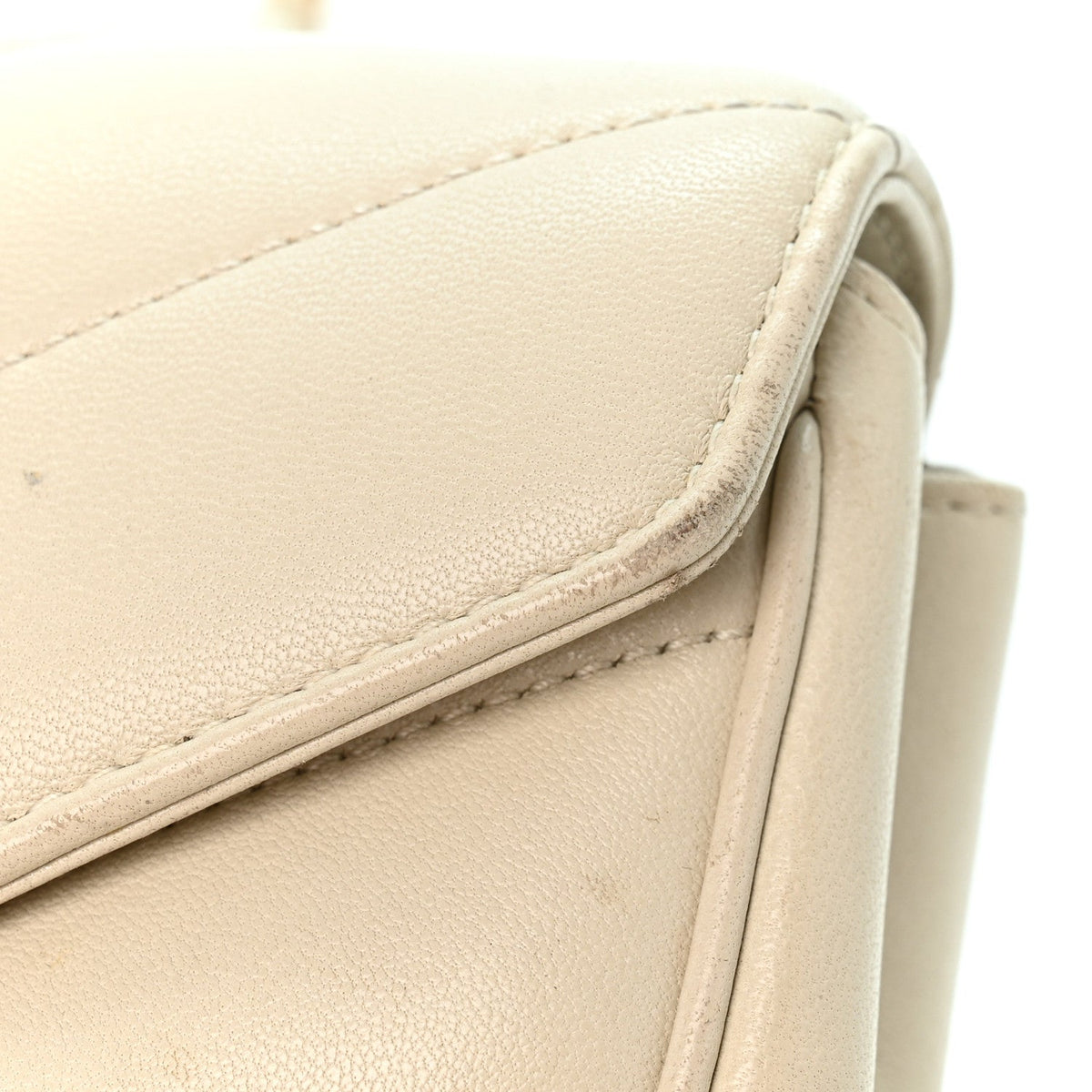 Saint Laurent Lambskin Chevron Quilted Mini LouLou Crema Soft