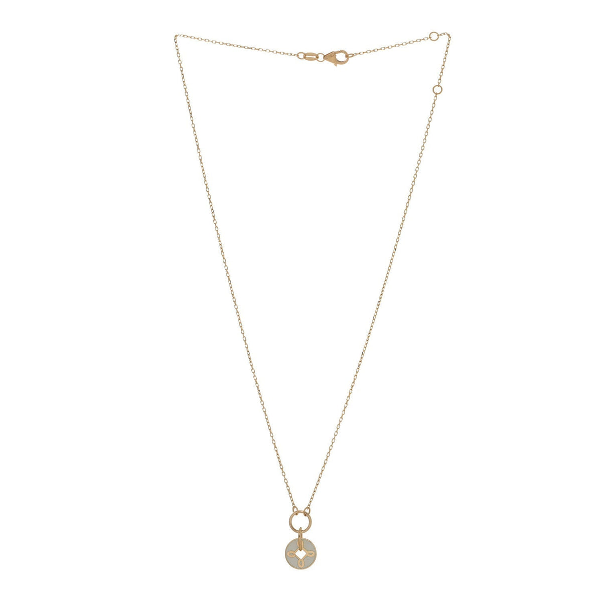 Foundrae 18K Yellow Gold Enamel Petite Champleve True Love Knot Necklace White