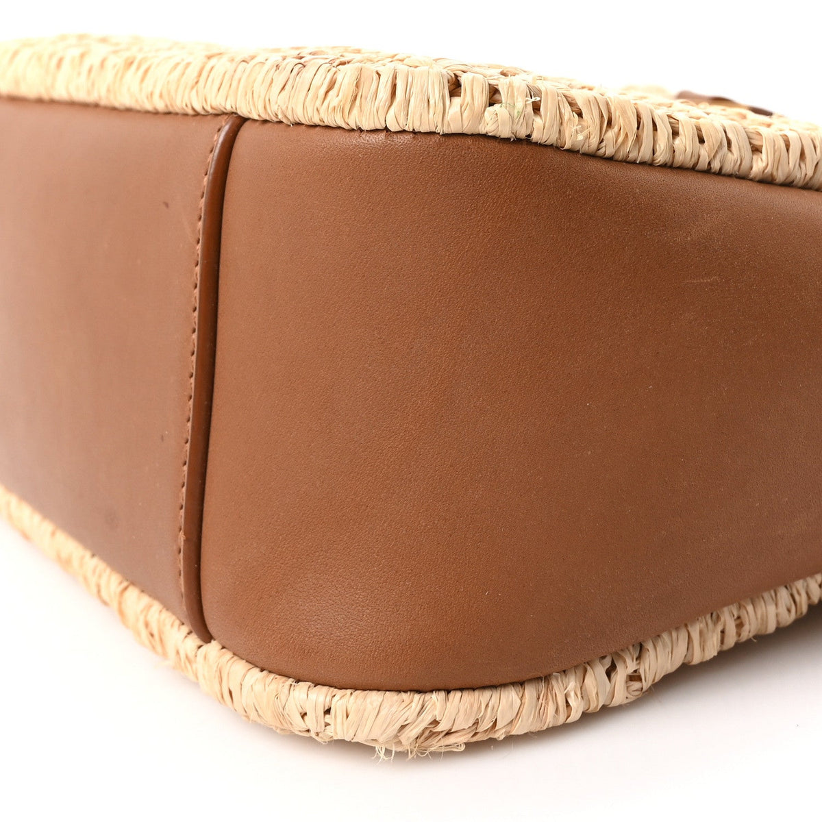 Saint Laurent Raffia Calfskin Baby Le 5 A 7 Hobo Natural Brick