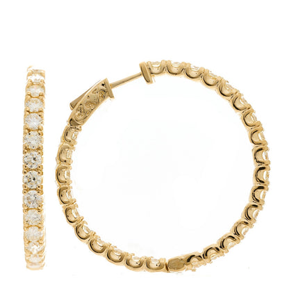 14K Yellow Gold Diamond 3.64ctw Inside Out Hoop Earrings