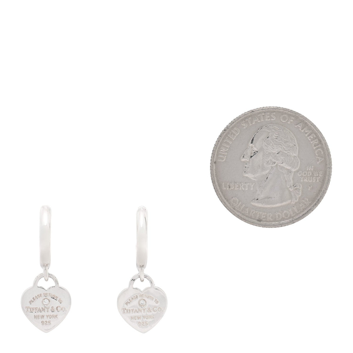 Tiffany Sterling Silver Diamond Mini Return to Tiffany Heart Hoop Earrings