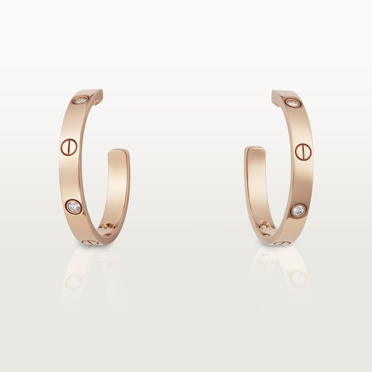 18K Rose Gold Diamond Cartier Love Earrings