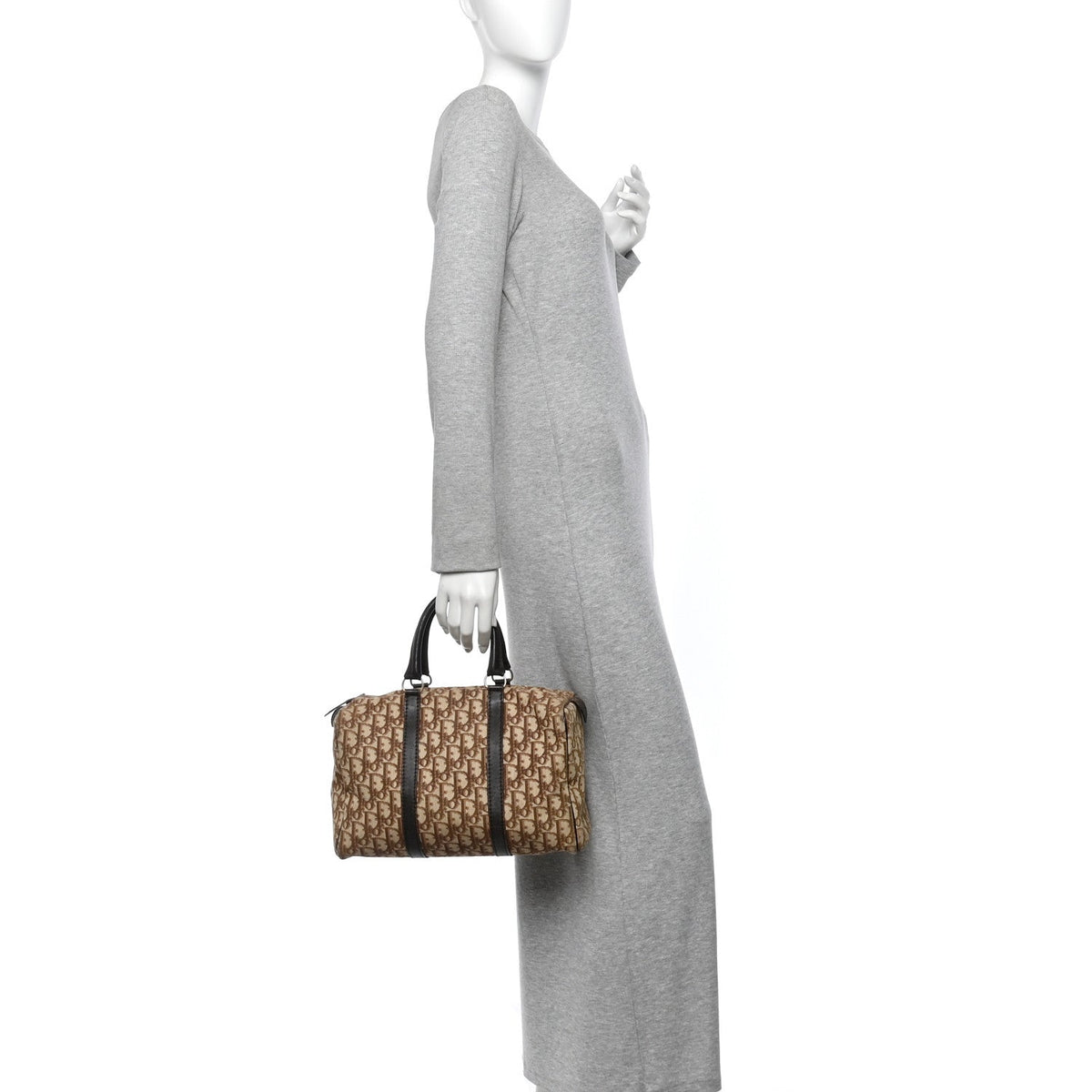 Christian Dior Monogram Canvas Boston Bag Brown