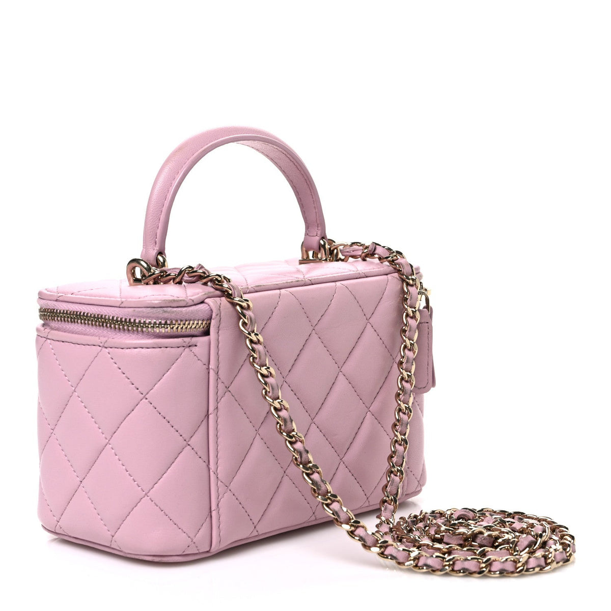 Chanel Lambskin Quilted Small Top Handle Vanity Case Light Pink 1985279