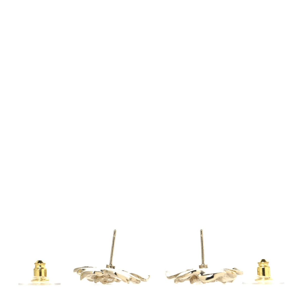Chanel Crystal CC Camelia Earrings Gold