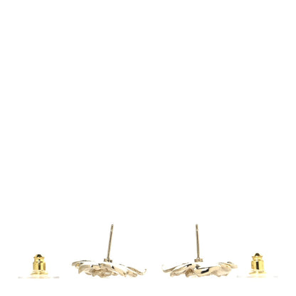 Chanel Crystal CC Camelia Earrings Gold