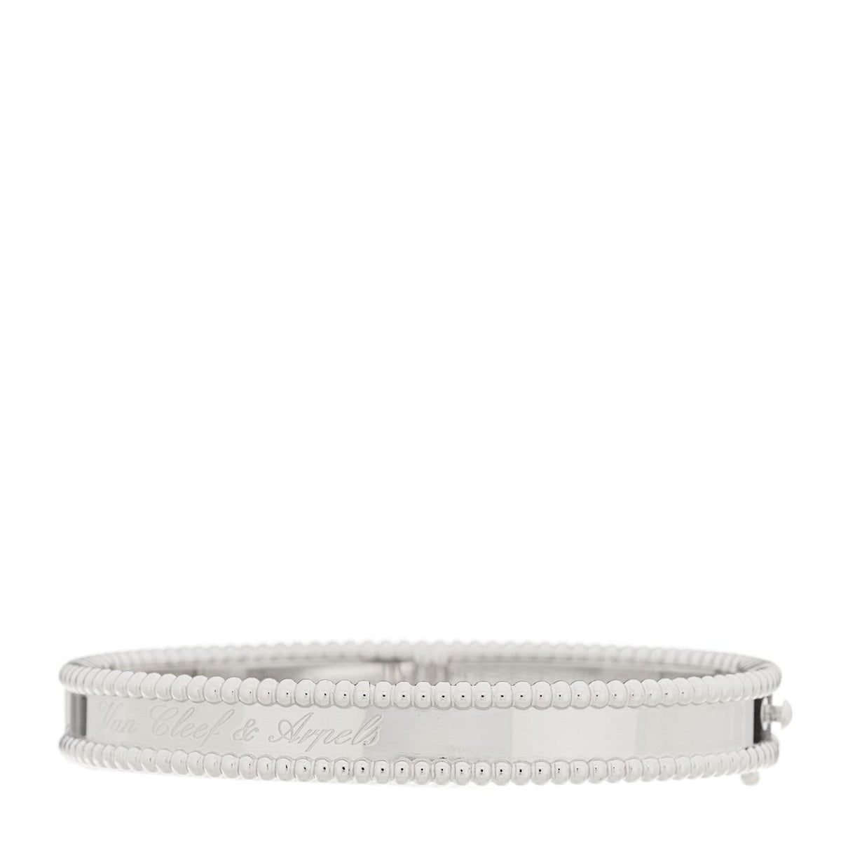 Van Cleef & Arpels 18K White Gold Perlee Signature Bangle Bracelet S