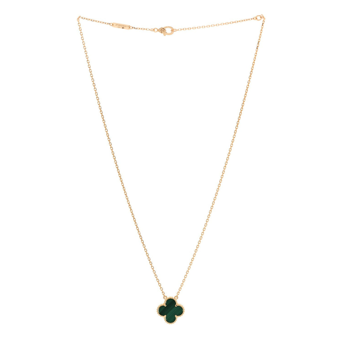 Van Cleef & Arpels 18K Yellow Gold Malachite Vintage Alhambra Pendant Necklace