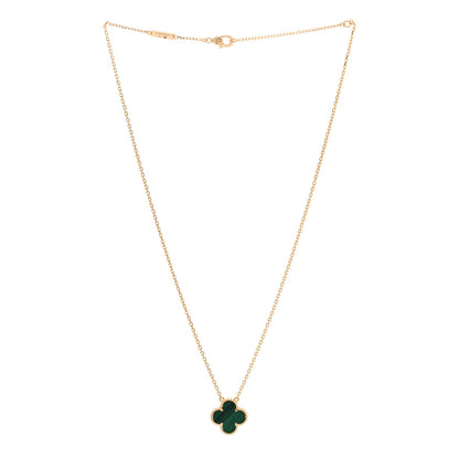 Van Cleef & Arpels 18K Yellow Gold Malachite Vintage Alhambra Pendant Necklace