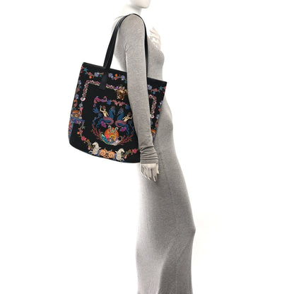 Versace Canvas Underwater Medusa Tote Black Multicolor