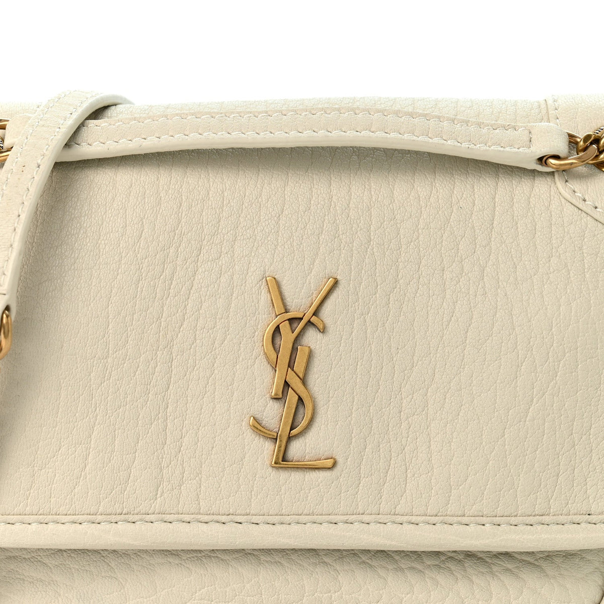 Saint Laurent Grained Lambskin Monogram Mini Niki Chain Satchel Crema Soft