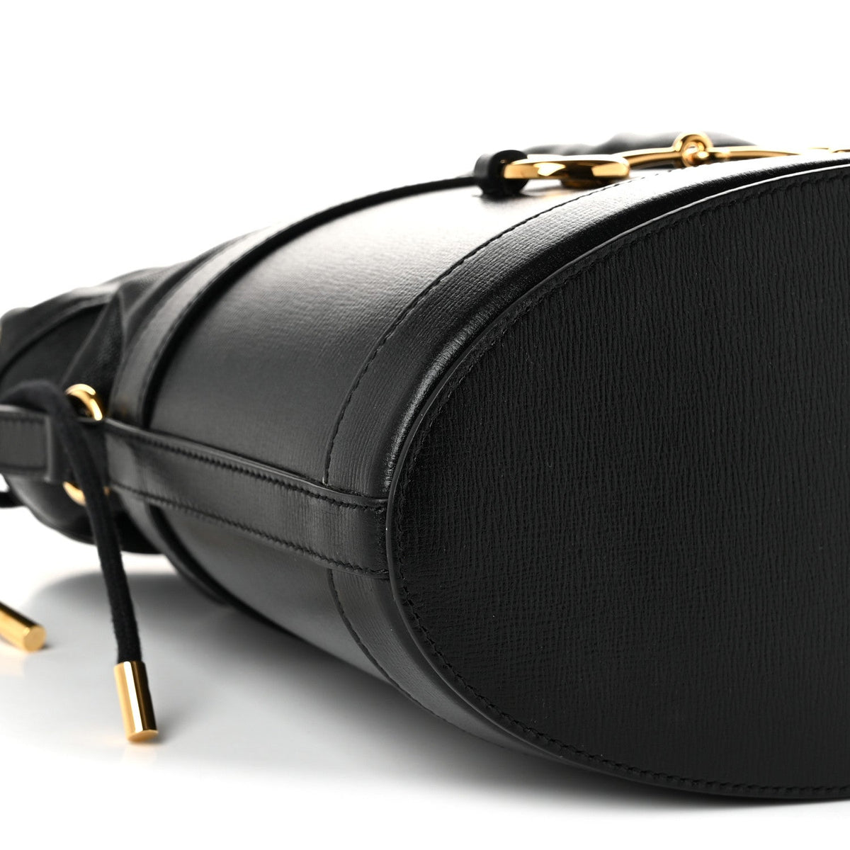 Gucci Calfskin Horsebit 1955 Drawstring Bucket Bag Black