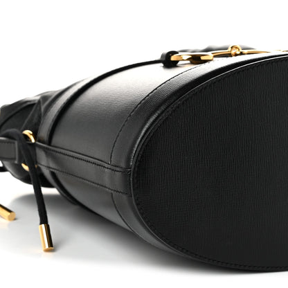 Gucci Calfskin Horsebit 1955 Drawstring Bucket Bag Black