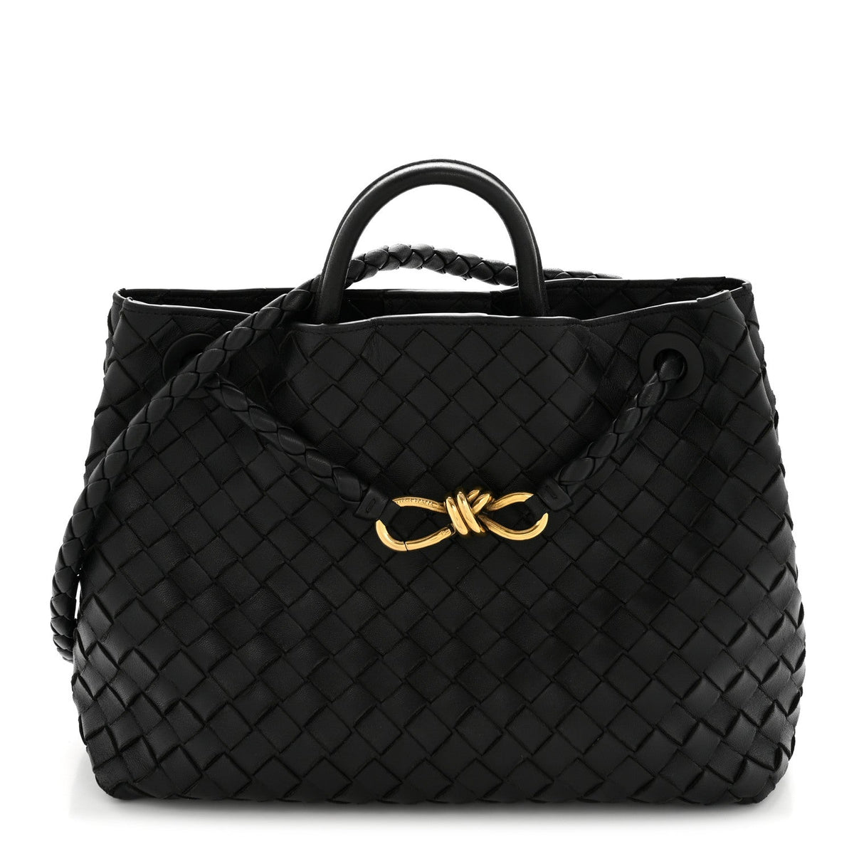 Bottega Veneta Nappa Intrecciato Medium Andiamo Shoulder Bag Black