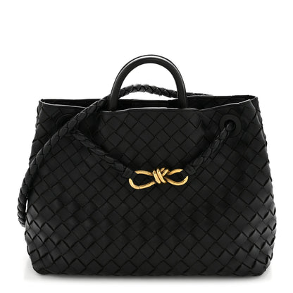 Bottega Veneta Nappa Intrecciato Medium Andiamo Shoulder Bag Black