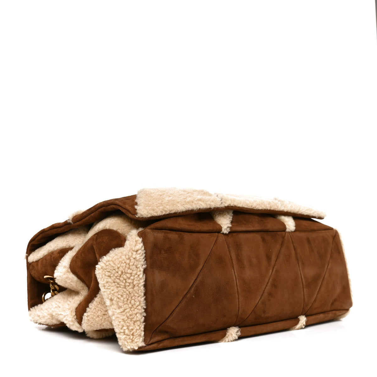Saint Laurent Suede Shearling Patchwork Monogram Giant Jamie Brown Beige