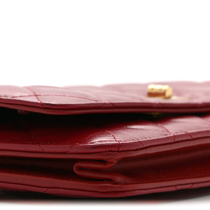 Chanel Aged Calfskin Quilted Reissue Wallet On Chain Red