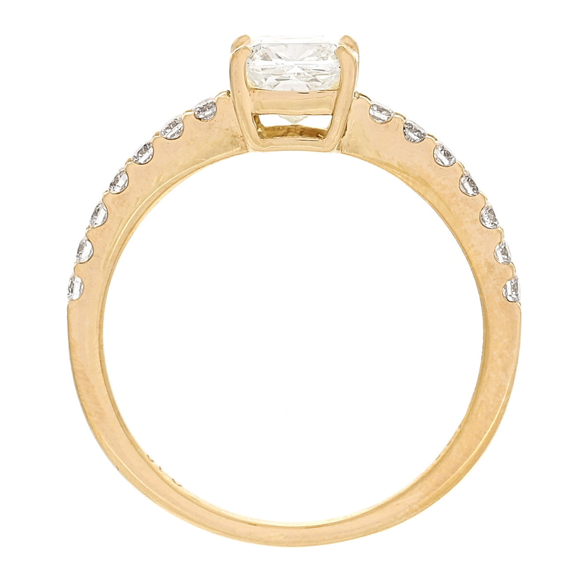 Parker & West by FASHIONPHILE18K Yellow Gold Diamond 1.00ct Cushion Cut Pave Band Engagement Ring 51 5.75