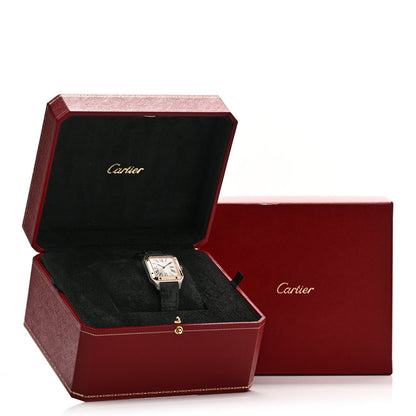 Cartier Stainless Steel 18K Pink Gold Alligator 27.5mm Santos Dumont Watch