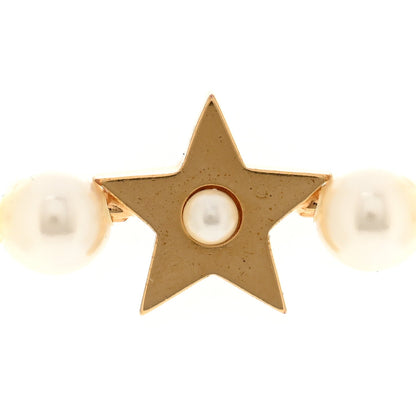 Christian Dior Pearl Crystal CD Star Choker Necklace Gold