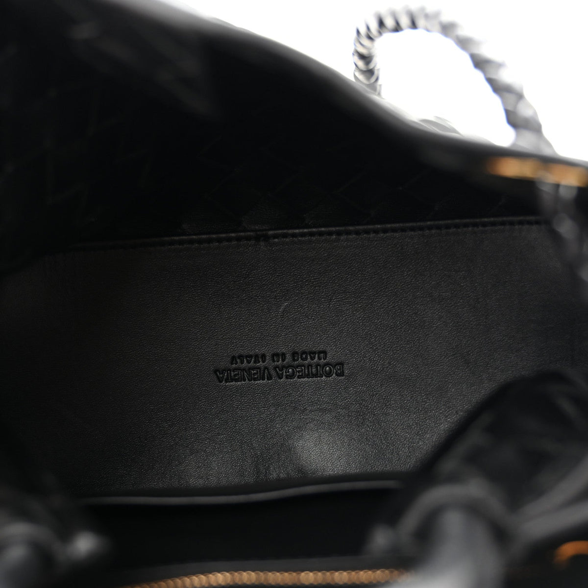 Bottega Veneta Nappa Intrecciato Small Andiamo Shoulder Bag Black