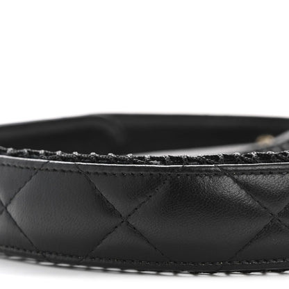 Chanel Mesh Shiny Lambskin Pouch Hobo Black