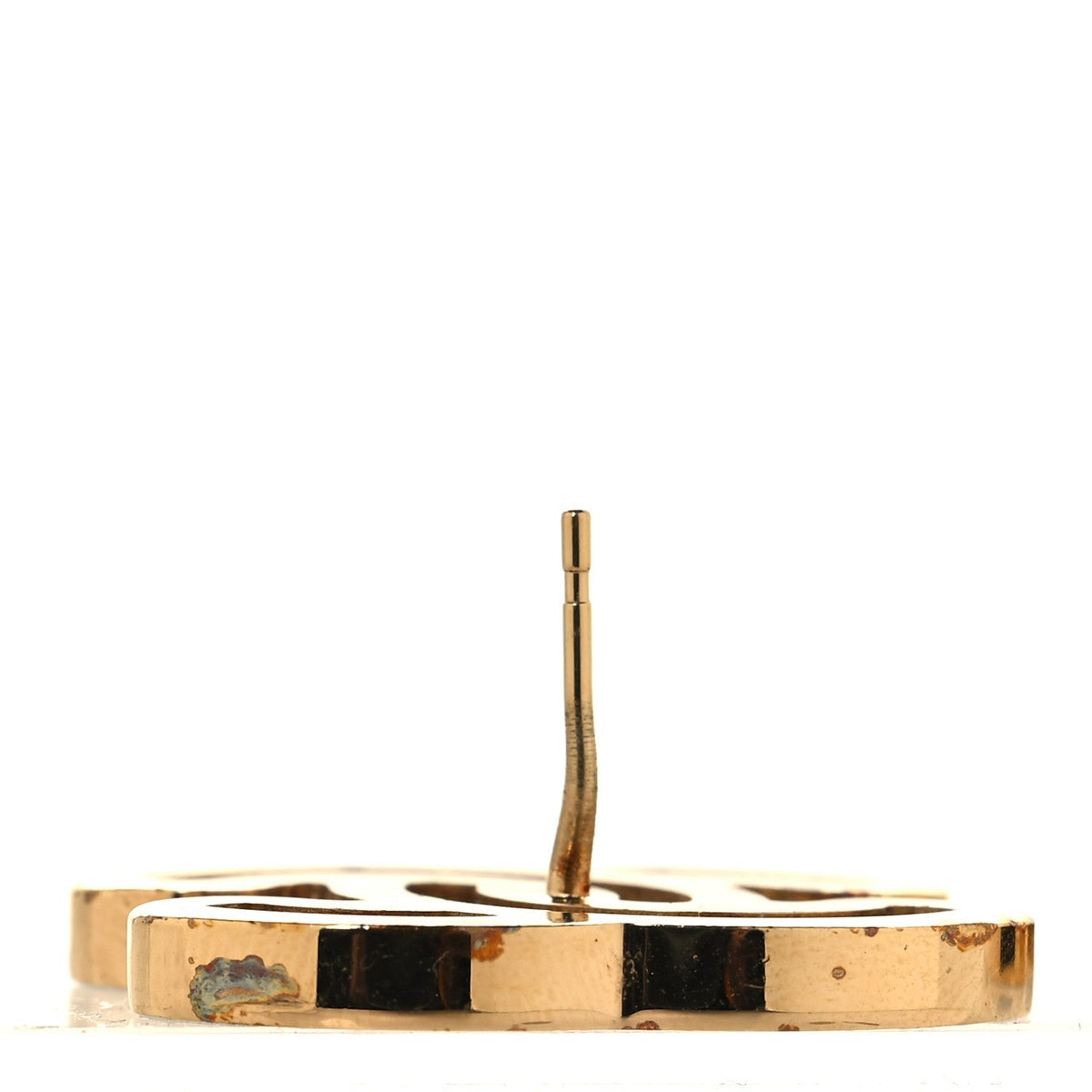 Chanel Metal Enamel CC Earrings Gold Black