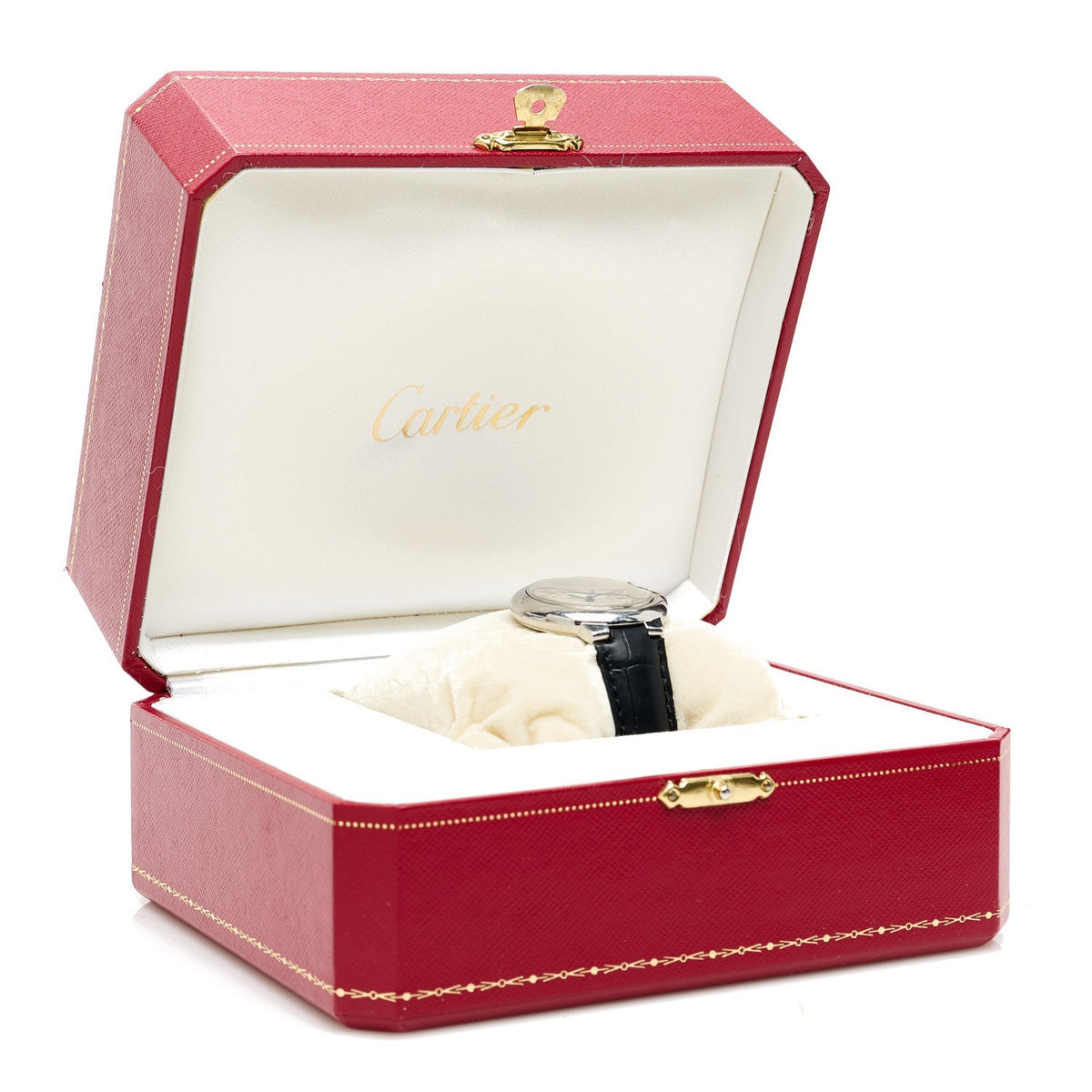 Cartier Stainless Steel Alligator 33mm Ballon Bleu De Cartier Watch