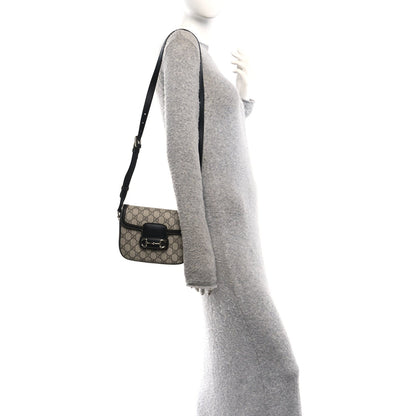 Gucci GG Supreme Horsebit 1955 Small Shoulder Bag Beige Black