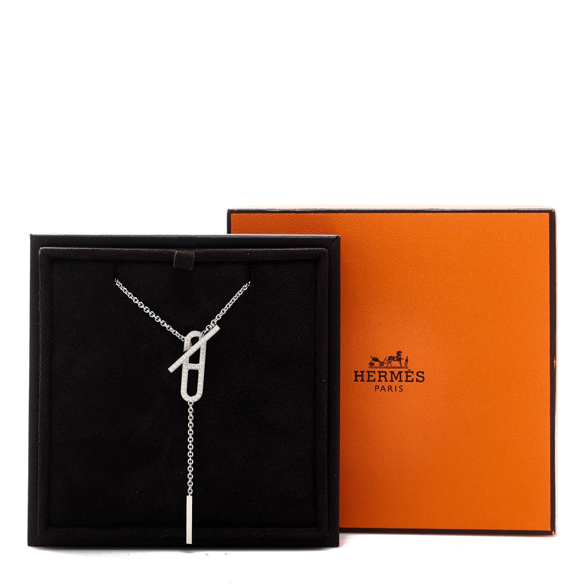 Hermès 18K White Gold Diamond PM Ever Chaîne d'Ancre Necklace