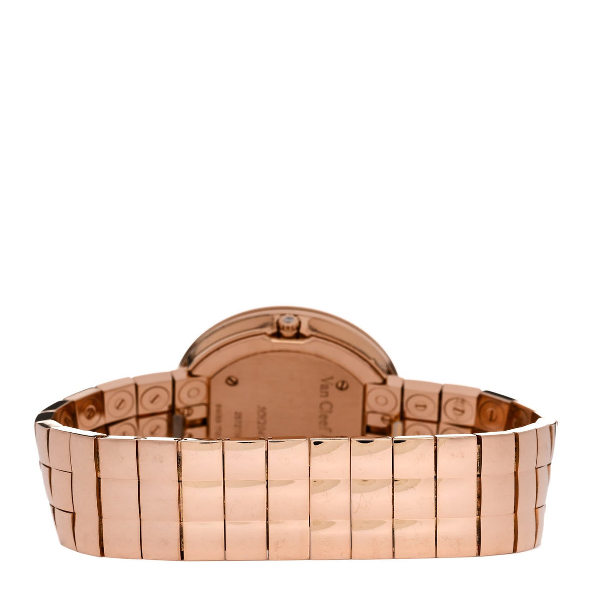 Van Cleef & Arpels 18K Rose Gold Diamond 32mm Charms Watch Black