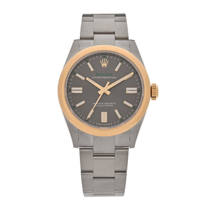 Rolex Stainless Steel 18K Yellow Gold 41mm Oyster Perpetual Watch Slate 134303