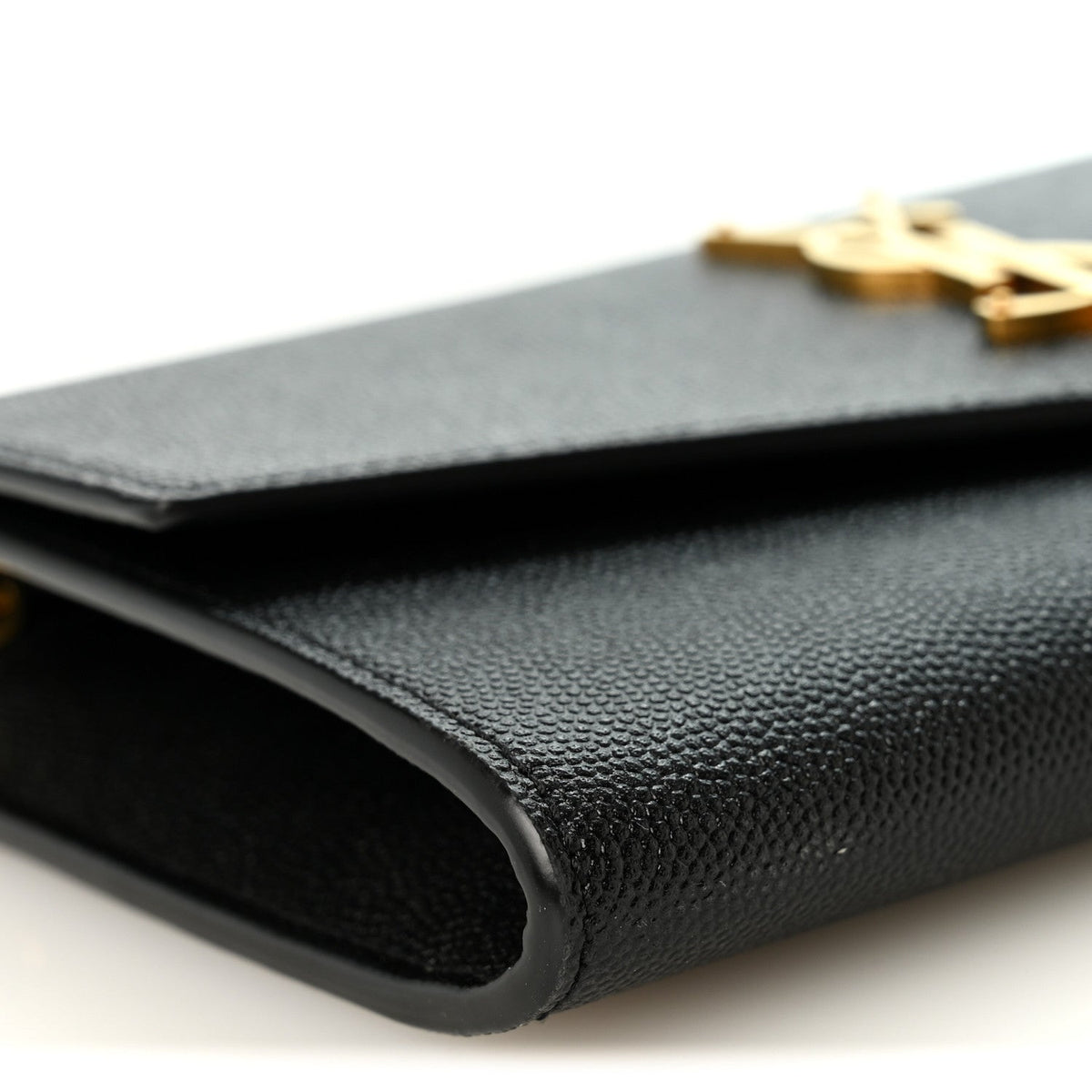 Saint Laurent Grain de Poudre Uptown Chain Wallet Black