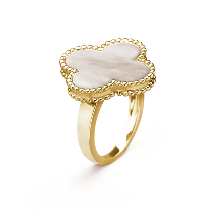 18K Yellow Gold Mother of Pearl VCA Magic Alhambra Ring