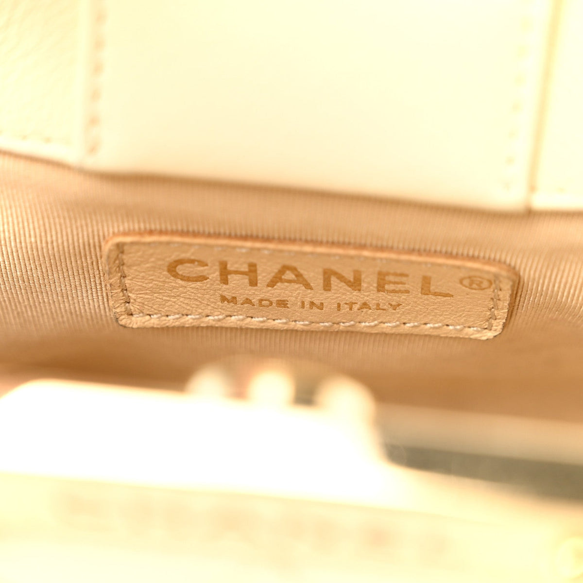 Chanel Grained Calfskin Stitched Mini Label Click Shopper Tote White 1985488