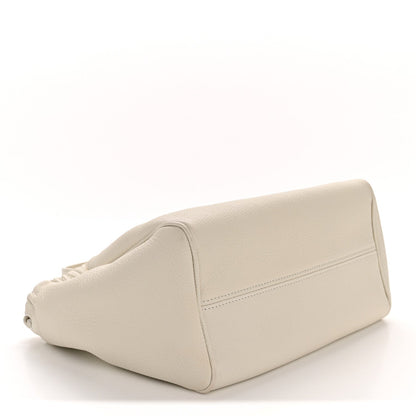 Celine Calfskin Cuir Small Triomphe Cabas Drawstring White