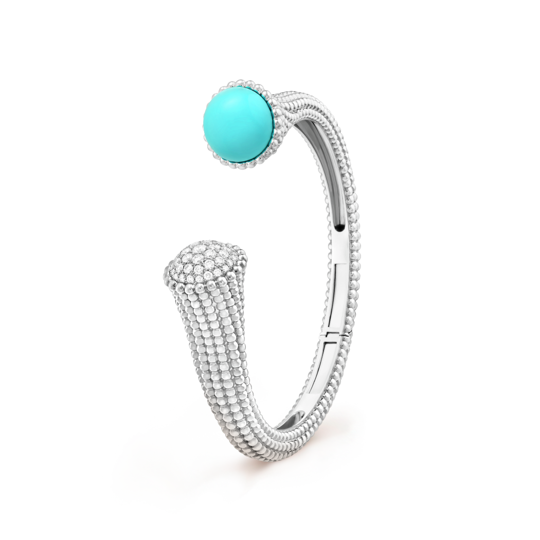 18K White Gold Diamonds Turquoise Van Cleef & Arpels Perlée Couleurs Bracelet
