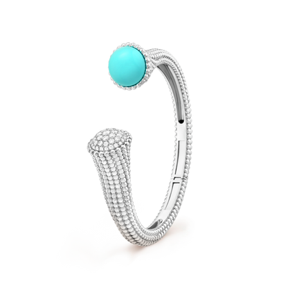 18K White Gold Diamonds Turquoise Van Cleef & Arpels Perlée Couleurs Bracelet
