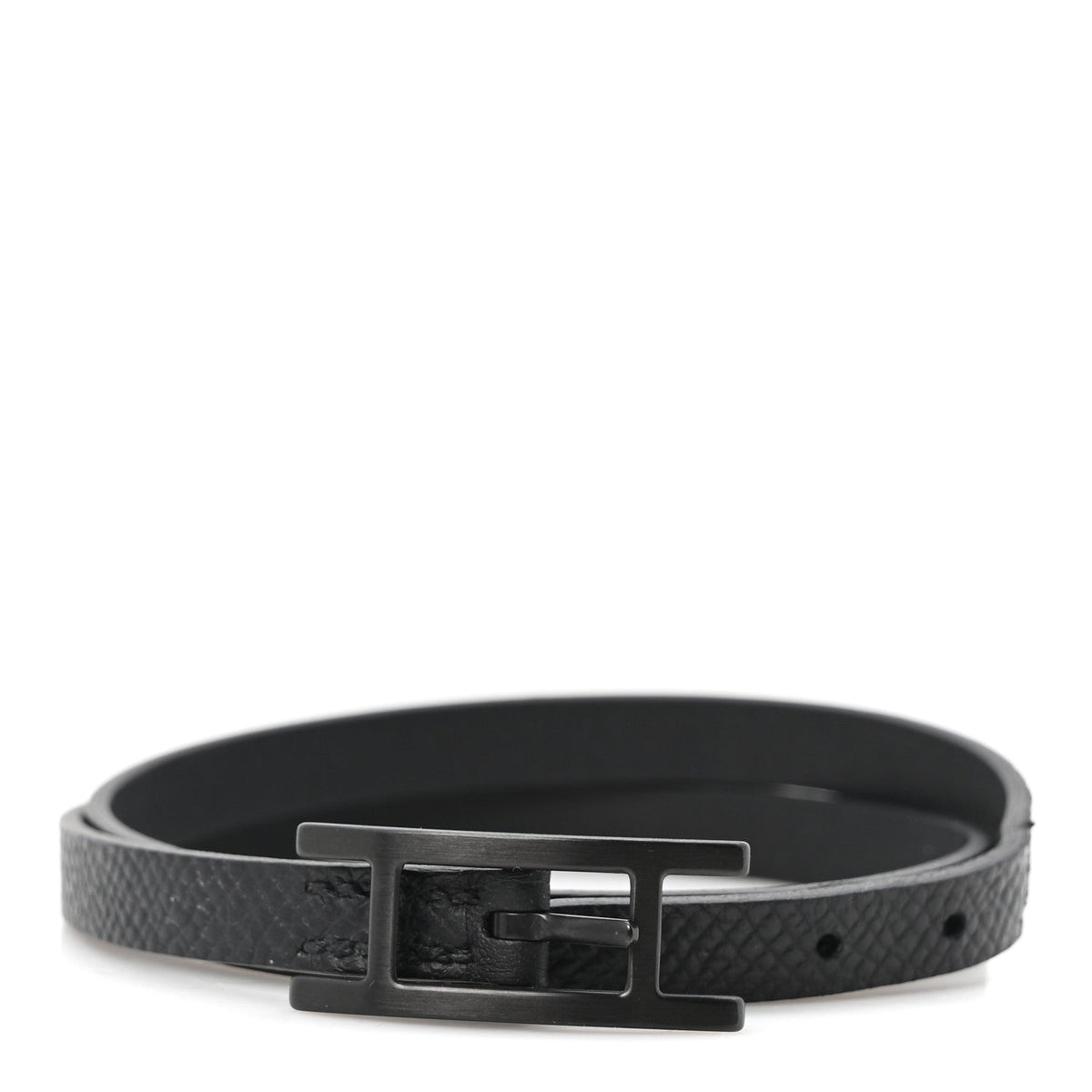 Hermes Epsom Behapi Double Tour Bracelet Black
