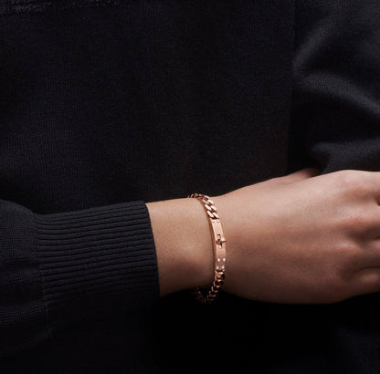 18K Rose Gold Diamond Hermes Kelly Gourmette Bracelet
