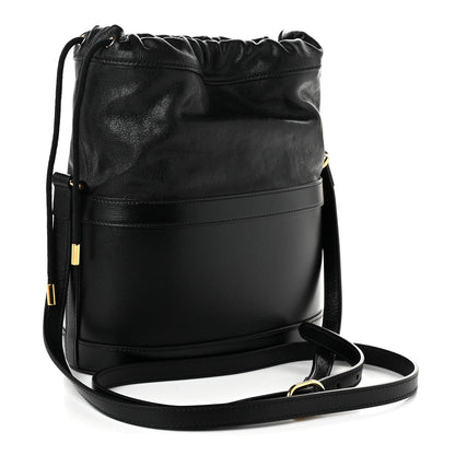 Gucci Calfskin Horsebit 1955 Drawstring Bucket Bag Black