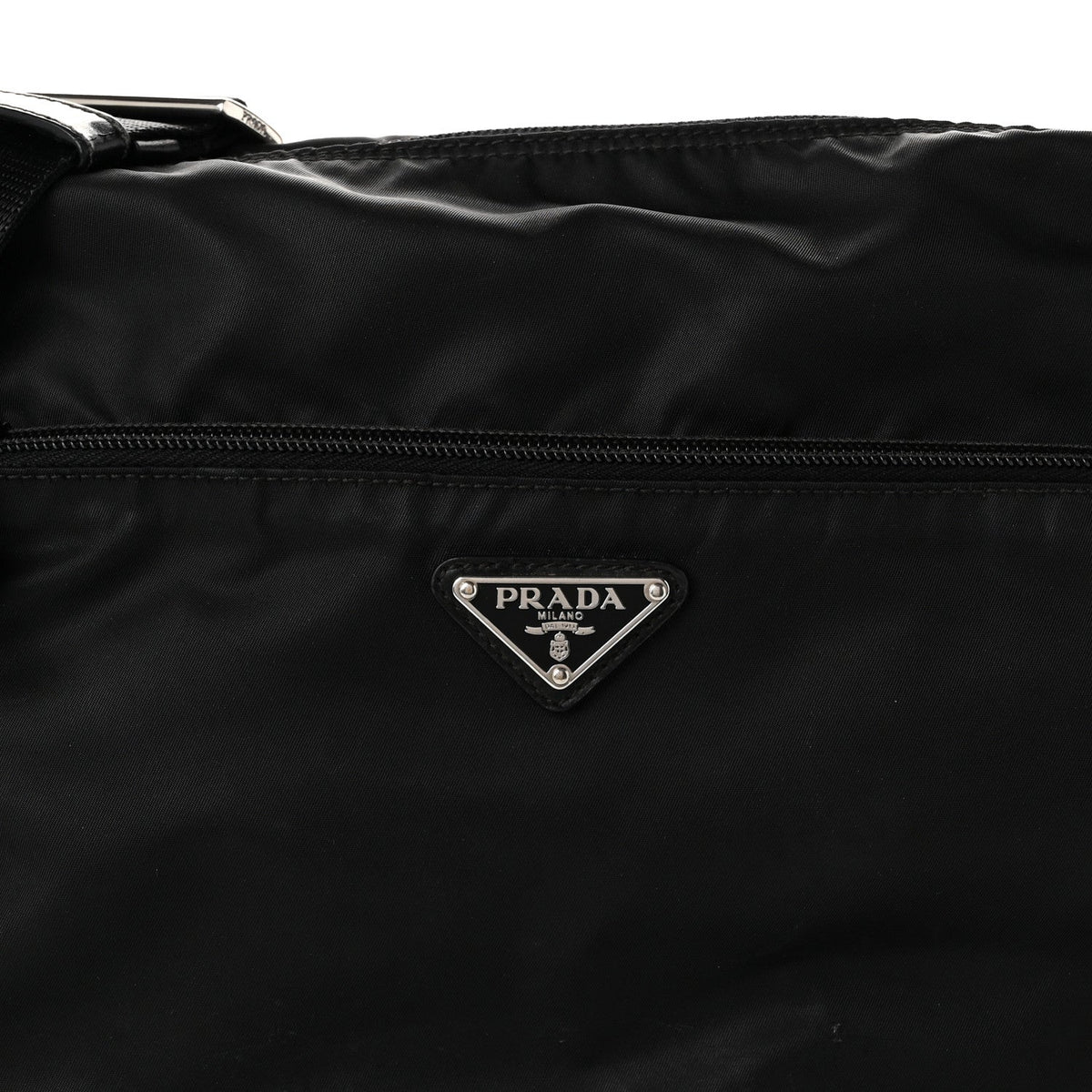 Prada Re-Nylon Vela Saffiano Pocket Double Zip Shoulder Bag Black