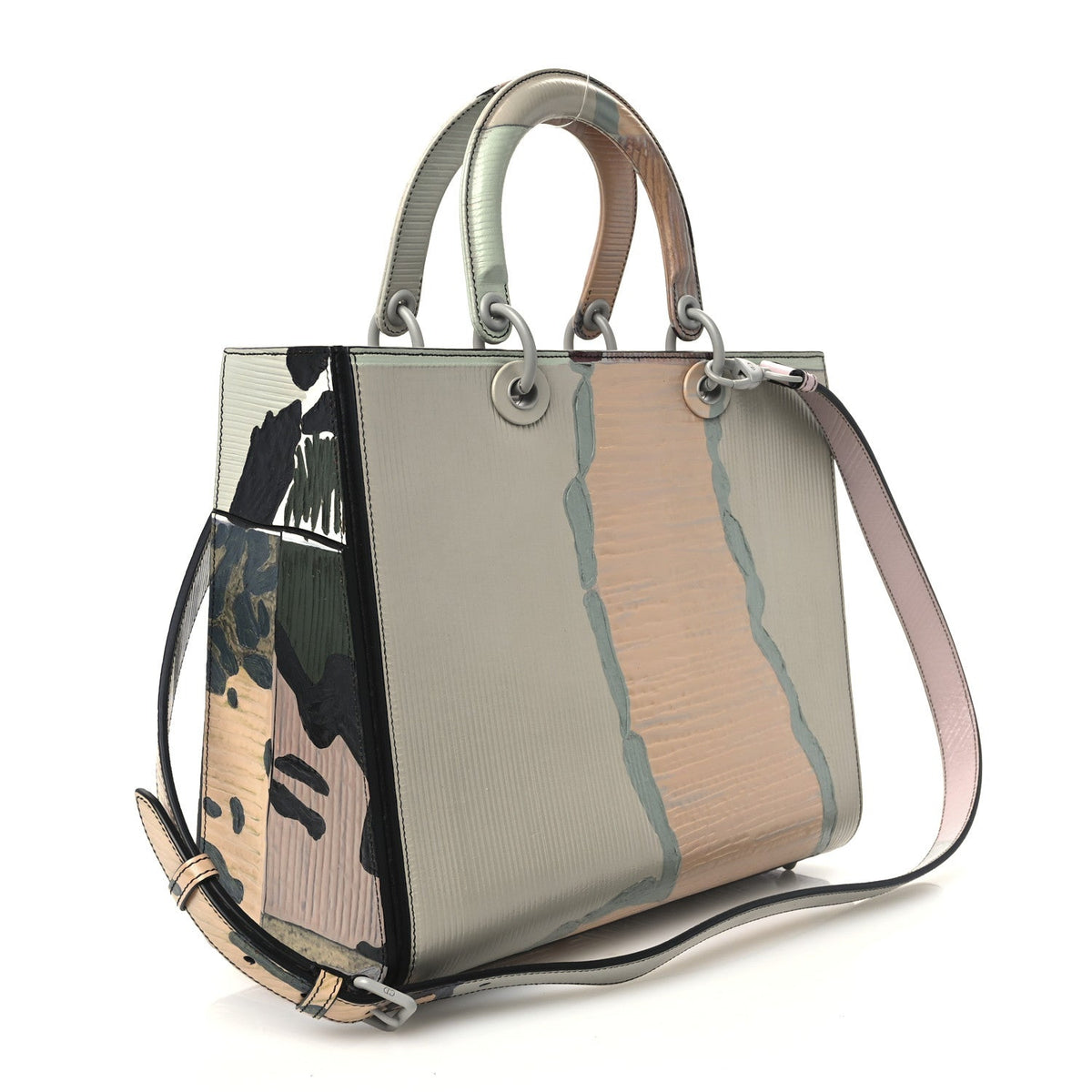 Christian Dior x LI SONGSONG Calfskin Patchwork Large Lady Dior Art Multicolor